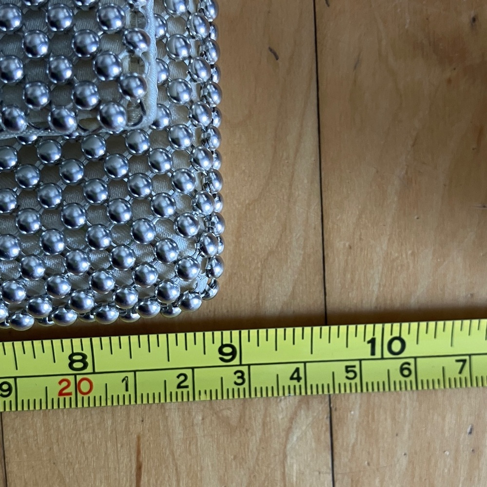 Silver beaded clutch with chain strap Browns prom bridal wedding - Picture 5 of 12